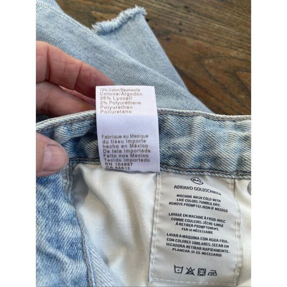 Adriano Goldschmied Raw Hem Wide Leg Crop Jeans Blue Denim Light Wash Size 29R - Picture 12 of 13